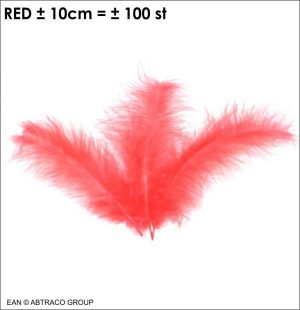 Plumes couleur : rouge ± 100 pcs / ±10cm / Veertjes rood