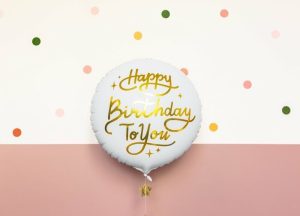 Ballon en Mylar Happy Birthday To You, 35cm, blanc – Image 2