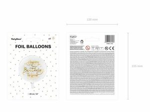 Ballon en Mylar Happy Birthday To You, 35cm, blanc – Image 3