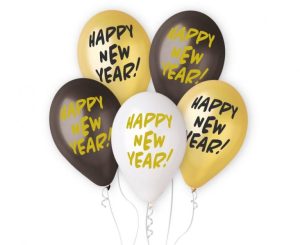 Ballons en latex Happy New Year mix 33 cm 5 pcs