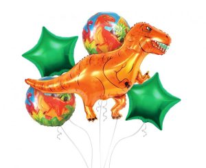 Ballons aluminium - Set Dinosaure, 5 pcs