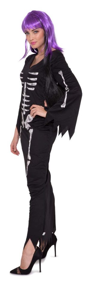 Robe squelette Halloween pour femme M/L Noir Costume, Blanc – Image 5