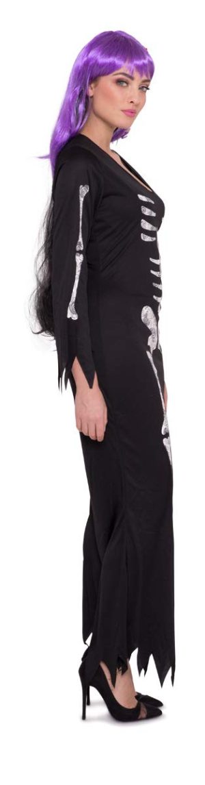 Robe squelette Halloween pour femme M/L Noir Costume, Blanc – Image 6