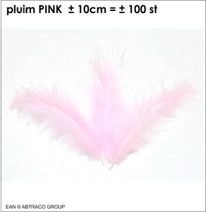 Plume / Plumes couleur Rose ± 100 pcs / ± 10cm – Image 2