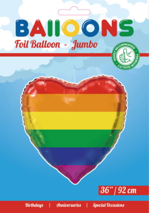 BALLON ALU COEUR 90cm 36″ XL ARC-EN-CIEL – Image 2