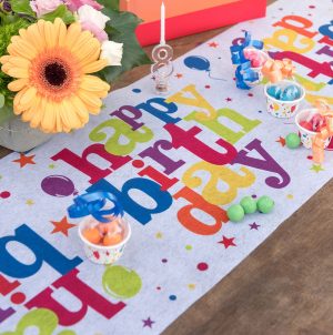 Chemin de table papier Happy Birthday / 5mx30cm – Image 3