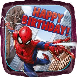 Ballon d'anniversaire Spider-Man en aluminium sous licence officielle - Vue de face 0026635346641